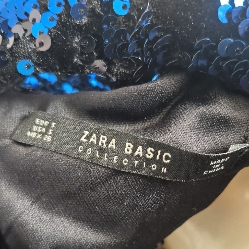 Zara Black and Blue Sequin Mini Dress - Picture 2 of 16